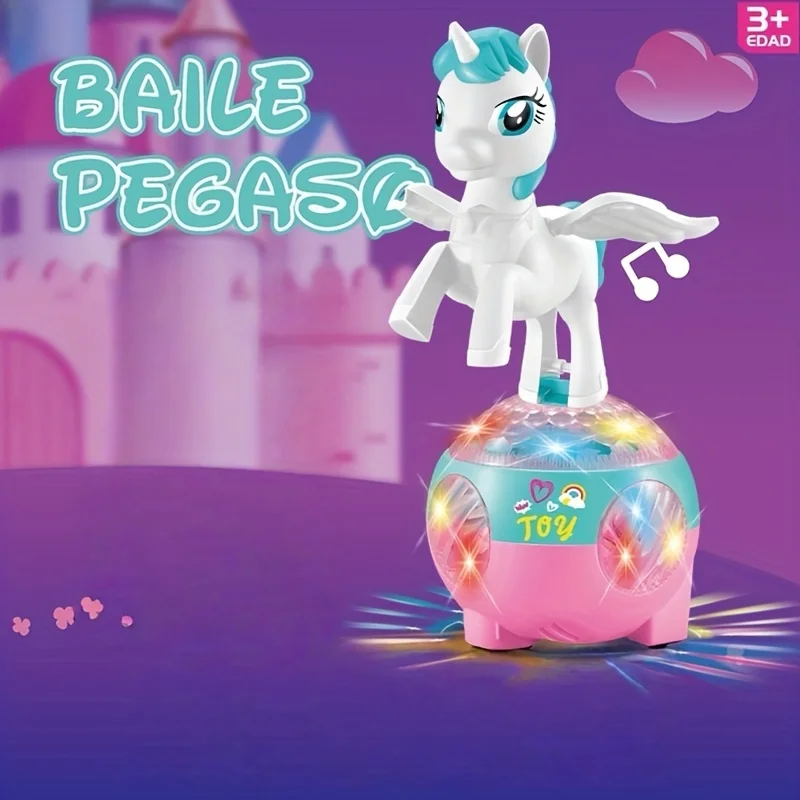 Giocattolo con unicorno danzante, giocattolo musicale leggero rotante, regalo di compleanno per bambini, giocattolo per ragazze dai 3 anni in su