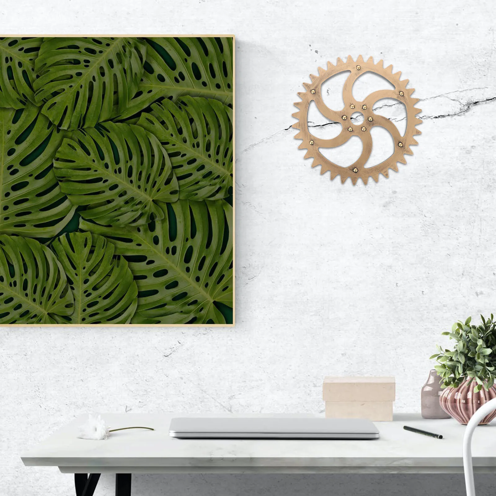 

Vintage Wooden Gear Wall Hanging Decor Color Texture Home Bar Wall Ornament Creative Round Gear Pendant Coffee Shop