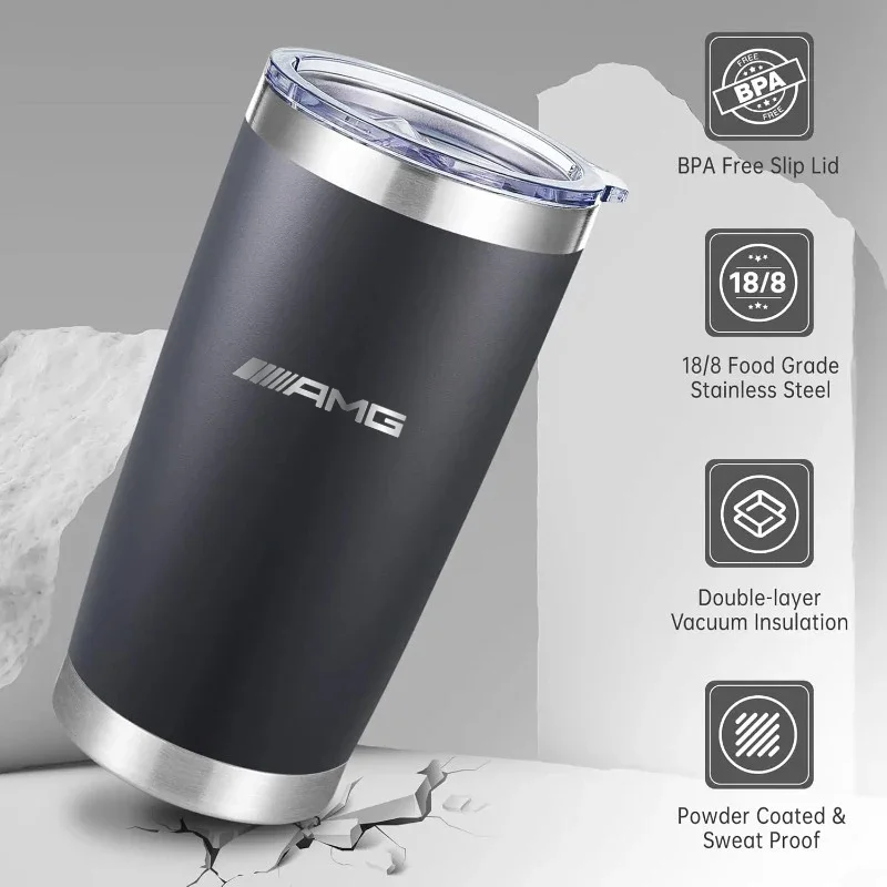 زجاجة مياه كوب سيارة القهوة الحراري للتخييم والتنزه والنزهات 20 أونصة لمرسيدس بنز AMG GLC GLE GLB GLS W204 W205 W203 W211 #1