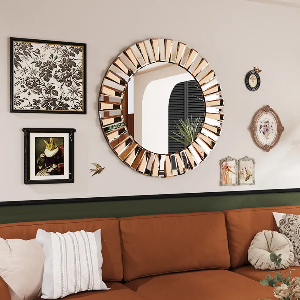 LUVODI Sunburst Decorative Mirror for Wall with Beveled Glass Edge in Living Room, Bedroom, Foyer