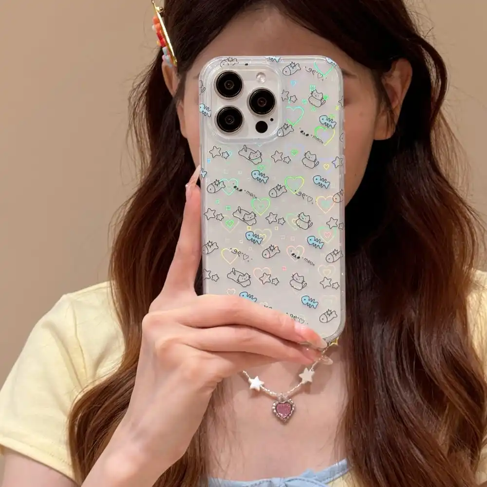 Bonita funda de teléfono con dibujos animados para Iphone, carcasa protectora transparente anticaída para Iphone 12, 13, 14, 15 Pro Max, gran oferta