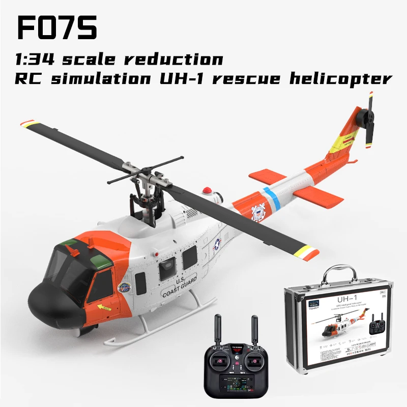 

New F07S 1/34 scale RC combat helicopter simulation UH-1 Huey helicopter toy GPS automatic return With or No camera version