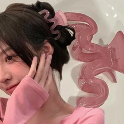 2024 Pink Hair Claw Clip for Women Girl Plastic Korean Large Hair Claw Clip Crab Women's Gig Clips Claws Girl Hair Accessories