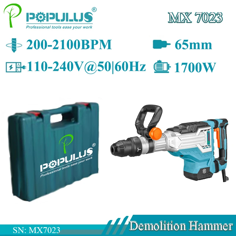 Professional Power Tools  SDS-MAX Demolition Hammer 1700W High Power Hammer Drill for Demolition of Walls/Hard Rocks