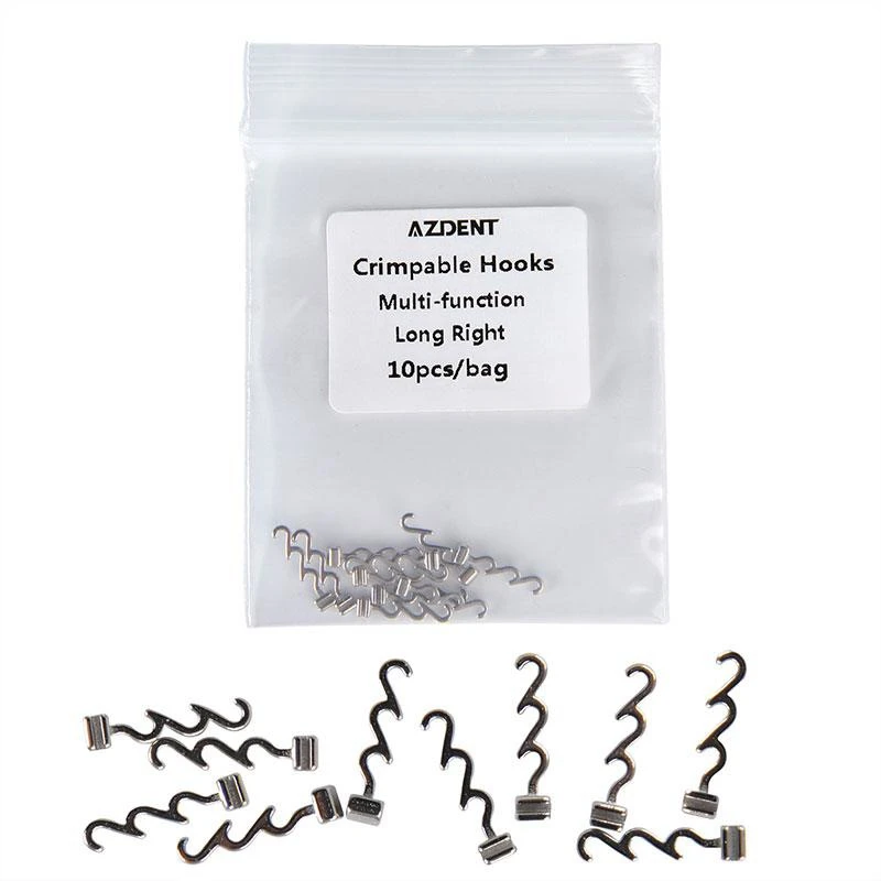 10 Stück/Packung AZDENT Kieferorthopädische Crimpbare Haken Multifunktional Lang Links und Rechts Größenvarianten Dentalmaterial – Detail 5