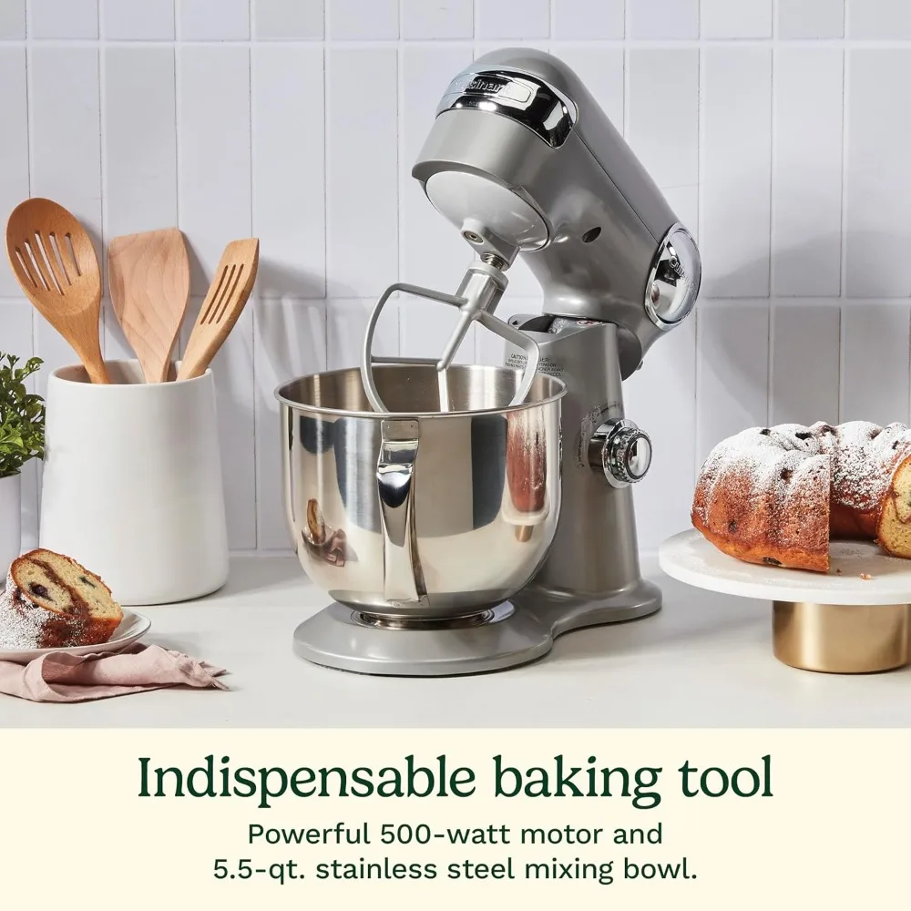 Stand Mixer, 12 Speeds, 5.5-Quart Mixing Bowl, Chef's Whisk, Flat Mixing Paddle, Dough Hook, and Splash Guard