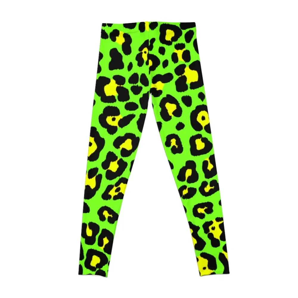 Neon Green Leopard Print - Roar Leggings fitness set gym Pants sport Women\'s sportswear jogging pants Womens Leggings