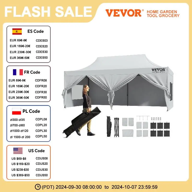 VEVOR Pop-up Canopy Instant Canopies Removable Sidewalls Portable Gazebo UV Resistant Waterproof Tents for Outdoor Events Party