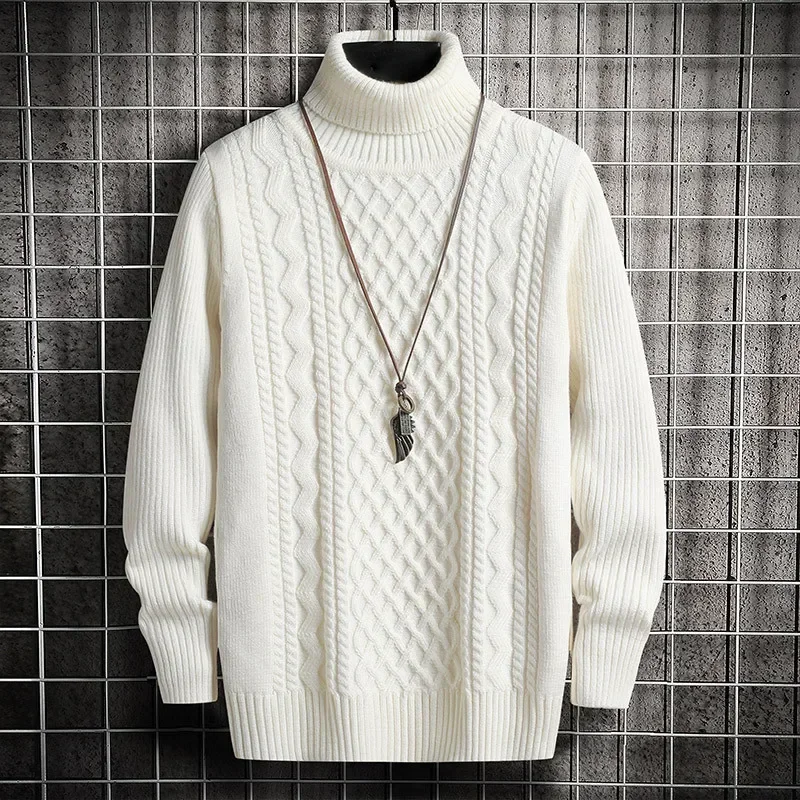 

Men Pullovers Solid Flat Knitted Turtleneck Sweater Jumpers Long Sleeve Loose Slight Strech Casual Standard Wool Basics