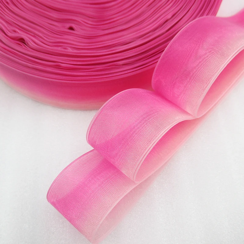 5 Yards 25mm or 38mm or 50mm Gradient Rainbow Color Organza Ribbon For Gift Wrapping DIY Hair Bows Handmade Materials,5Yc2439