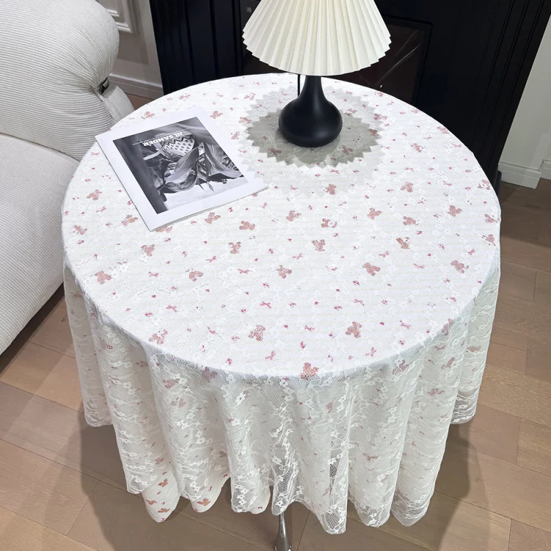Ins-style lace floral tablecloth, velvet fabric decoration for desks, small coffee tables, bedside tables, rectangular,