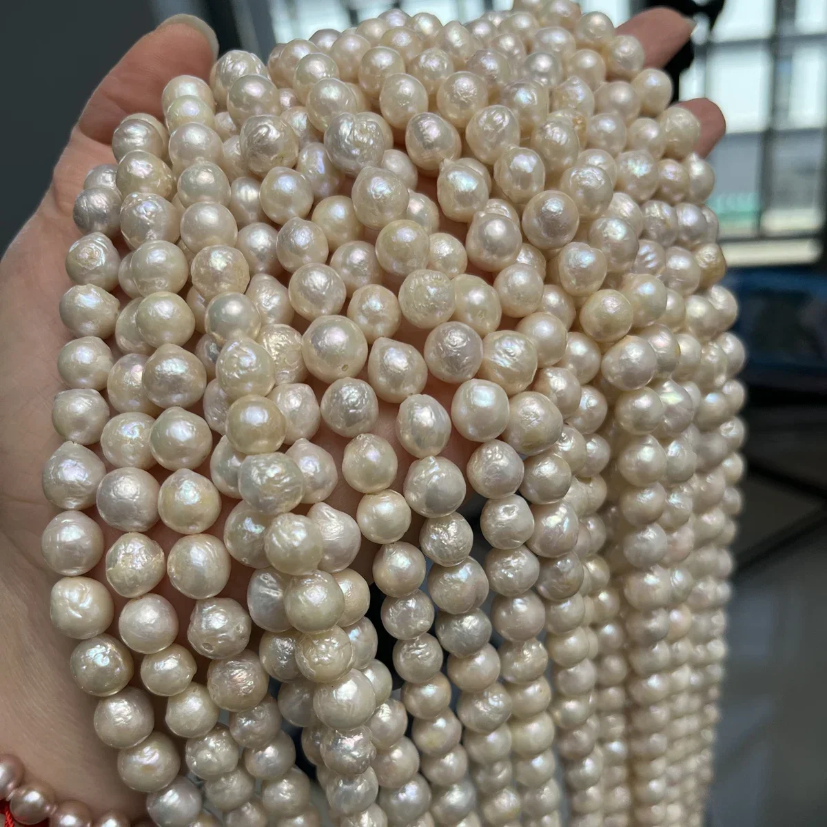 

Natural Freshwater Pearl 8-9mm AA White Near Round Nucleated Bead Jewelry Make DIY Necklace Bracelet Accessories Wedding Women