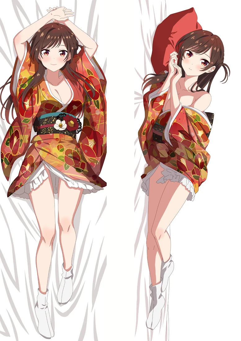 Rent A Girlfriend Mizuhara Ichinose Chizuru Dakimakura Waifu 2-Side Print Anime Decor Cushion Cover Otaku