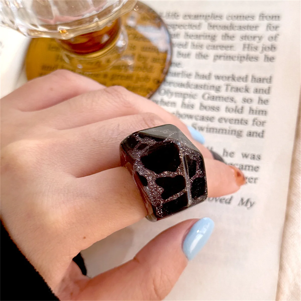 Fashion Leopard Print Acrylic Rings For Women Fashion Transparent Geometric Resin Finger Rings Female Party Jewelry Gift Men