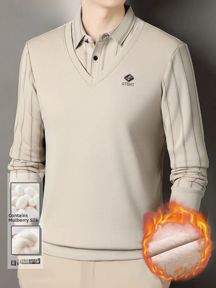 

TUCANO Thiened Fce Men's Knitted irt Collar Sweater Faion Urban Sle Winter Warm Base Layer Color Print Design