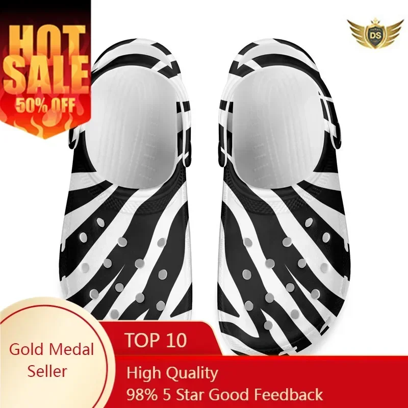 

Men Sandals Casual Summer EVA Hole Shoes Zebra Pattern Clogs Home Garden Outdoor Male Female Beach Slippers