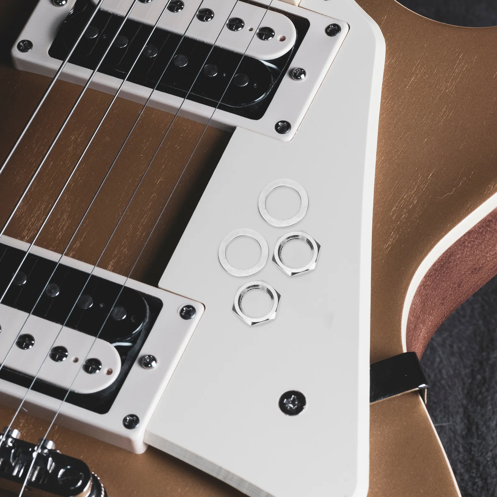 

10Sets Electric Guitar Nut Gasket Alloy Replacement Kit Durable Practical Easy Install Guitar Parts Audio Jack Accessories