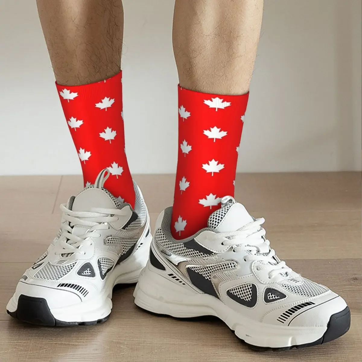 Calcetines largos con emblema de bandera de hoja de arce de Canadá, medias Súper suaves Harajuku para todas las estaciones, regalo de cumpleaños para hombre y mujer