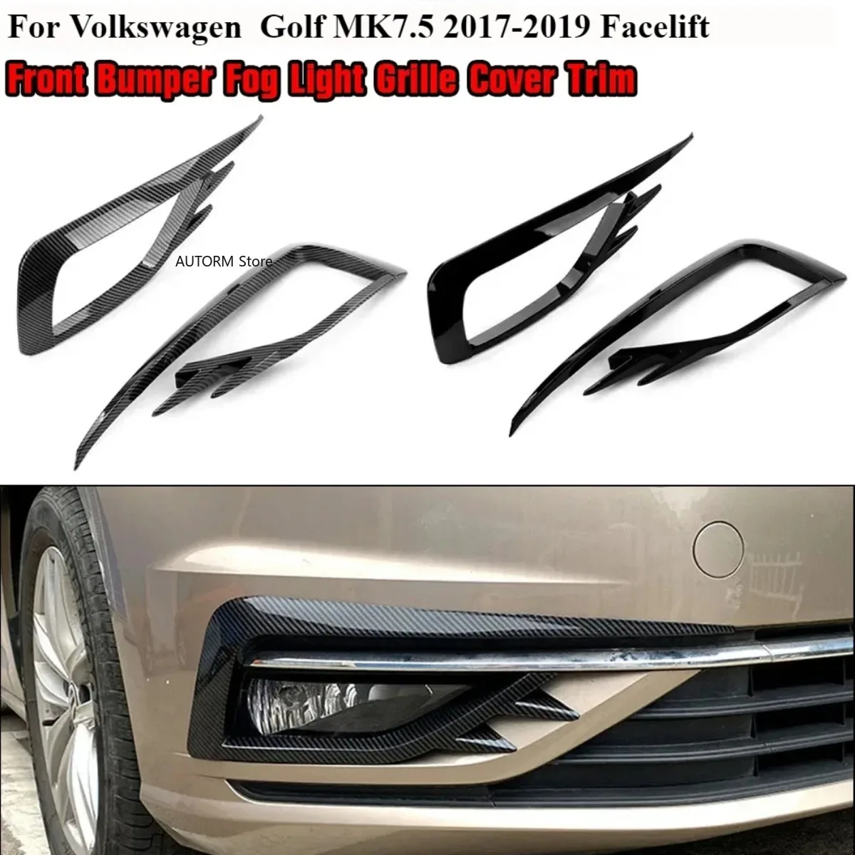 

Для Volkswagen Golf 7.5 MK7.5 2017-2020 Автомобильная противотуманная фара для бровей, нож для ветра, автомобильный бампер, противотуманная фара, решетка, накладка, спойлер
