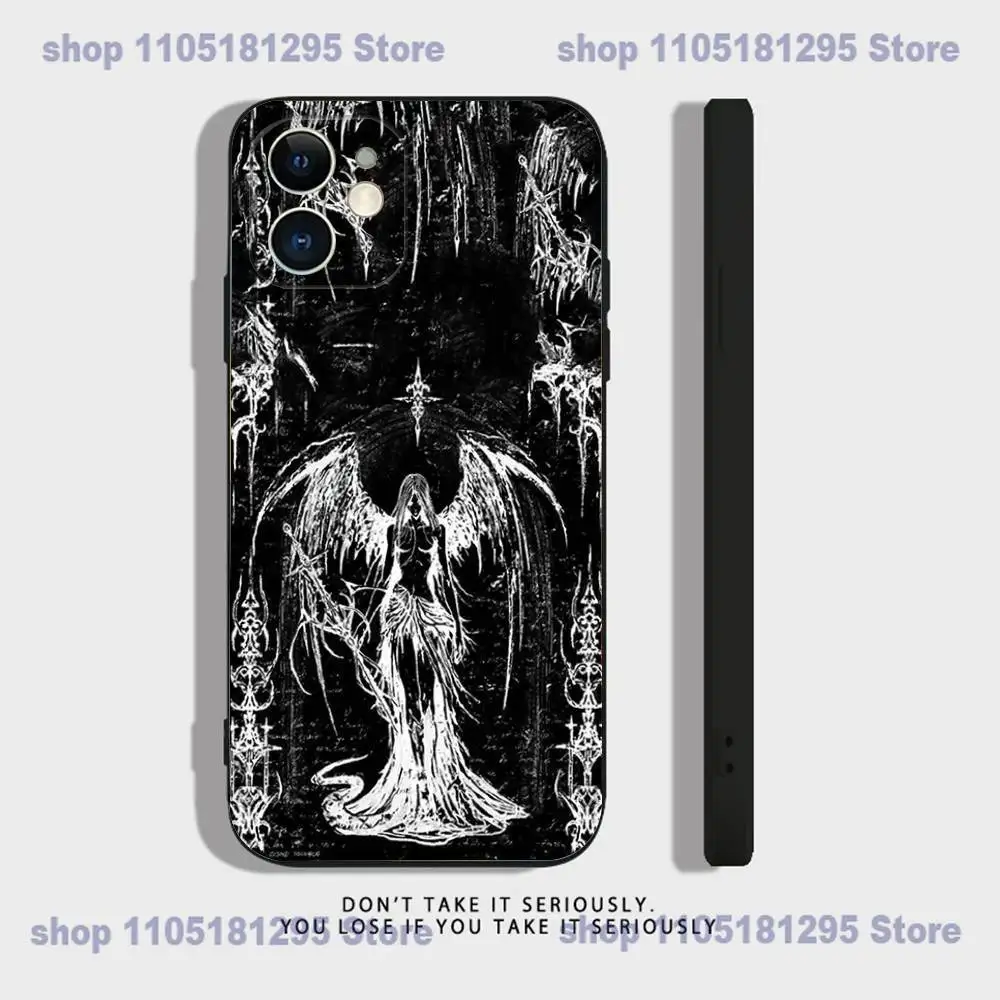 เคสโทรศัพท์ลายกางเขนก็อธิคไซเบอร์สำหรับ iPhone 17,16,15,14,13,12,11,XR,Pro,XS,Max,XR,Plus,Mini ซิลิโคนสีดำกันกระแทก