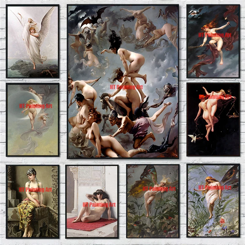 لويس ريكاردو فاليرو الفني الساحرة السبت ملصق خمر مكنسة القوطية غامض ويكا قماش اللوحة HD طباعة جدار ديكور المنزل #1