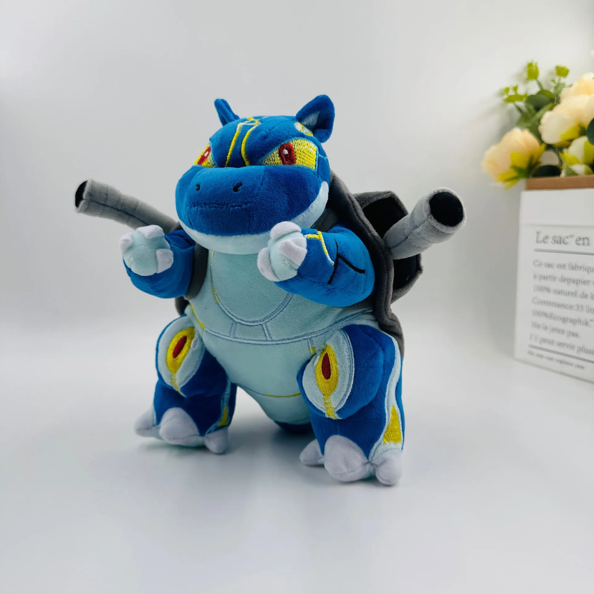 20cm メガブラストイズ ポケモン ぬいぐるみ - 巨大キャノンタートル 最終進化 ぬいぐるみ、水タイプ ゼニガメ進化 コレクタブルフィギュア