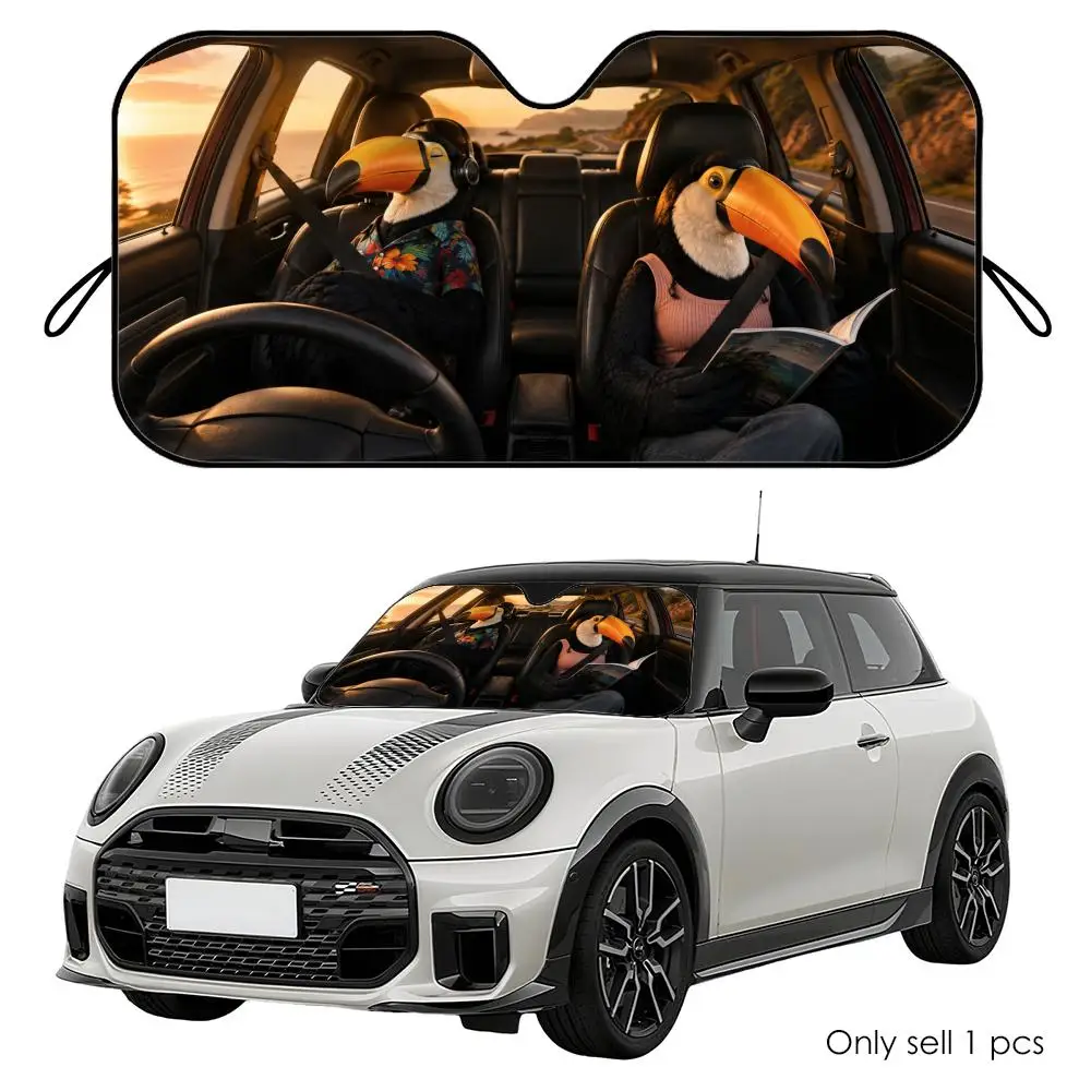 

Toucan Driving Travel Sun Visor Reusable Aluminum Foil Car Windshield Sun Visor UV Heat Insulation Cover Shade