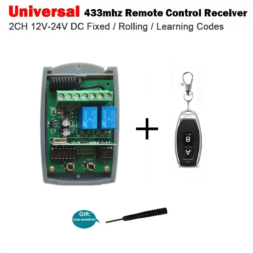 Universal 433MHz Receiver For Motorline Garage Gate Door Receiver 2CH Switch Module 433,92Mhz Remote Control Switch Multi Brand