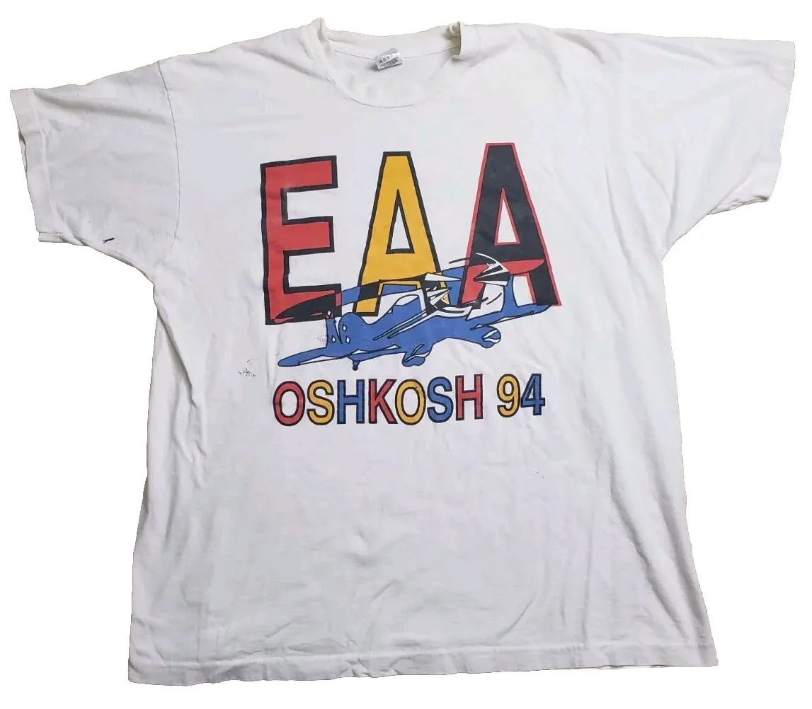 Vintage FOTL EAA Oshkosh aviación biplano avión camiseta 2XL