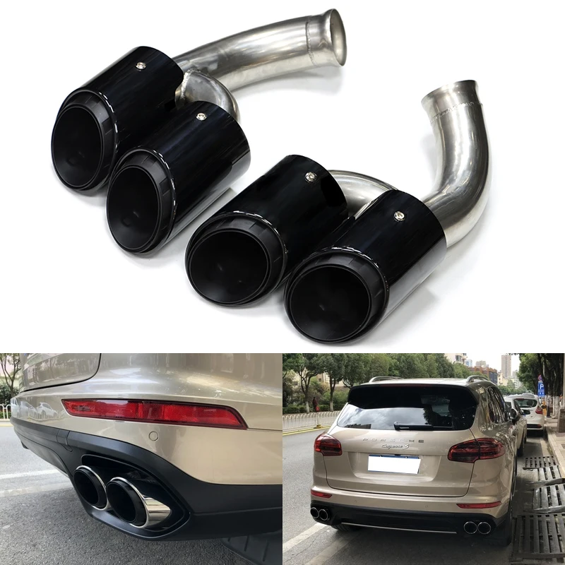 Quad Edelstahl Auto Auspuff Spitze Für Porsche Cayenne 2015 2016 2017 Auspuffrohr Schalldämpfer Spitze Auspuff System Düse Endrohr