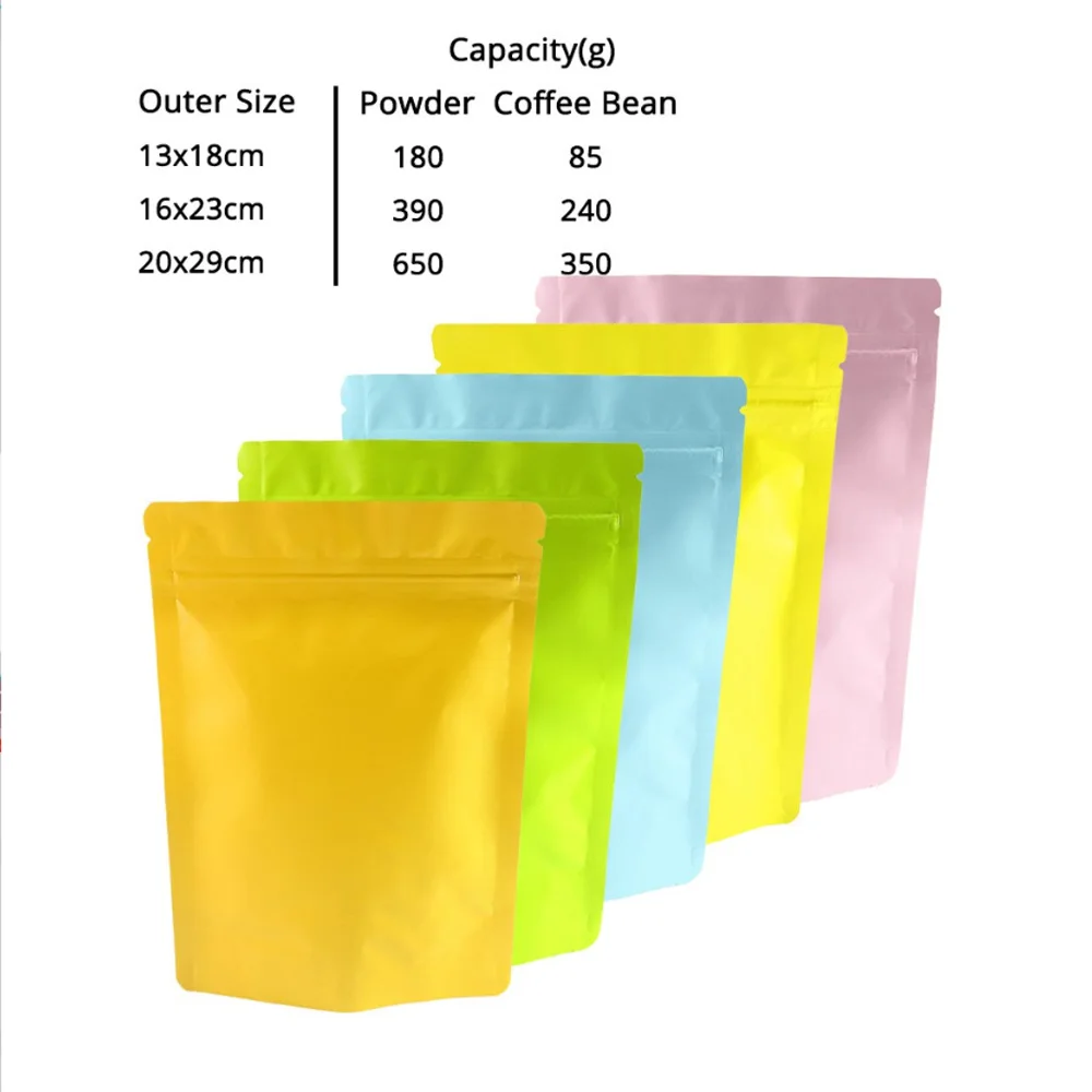 100pcs Matte Pink Doypack Heat Sealing  Candy Gummy Smell Proof Resealable Packaging  Aluminum Foil Zipper Bags For Food