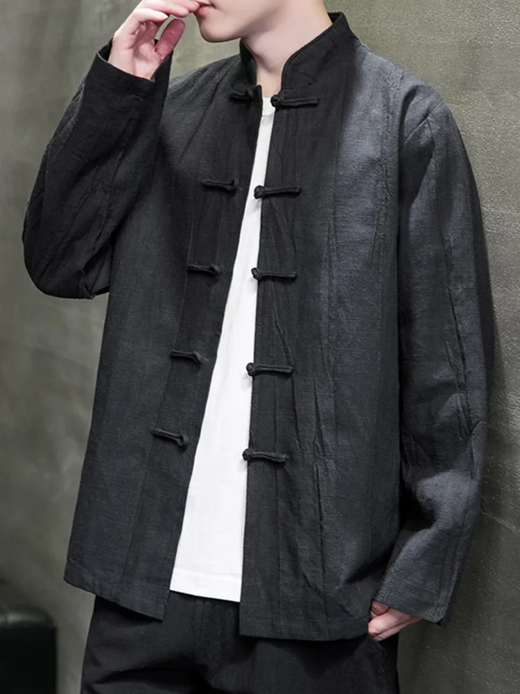 

New Chinese Sle Stand Collar Jaet Men's Spring Autumn New Faion Men's Outerwear Retro Trend Tang Hanfu Antimicrobial
