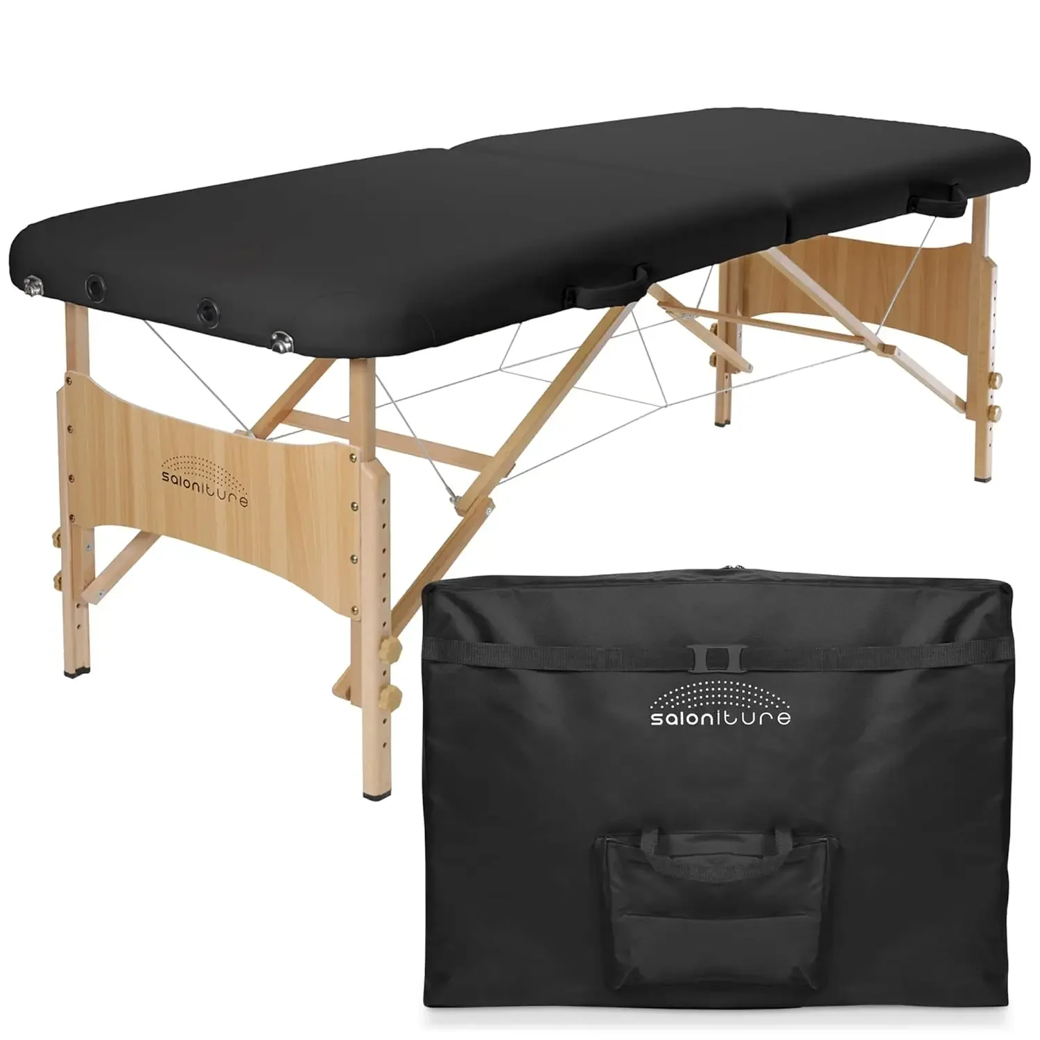 Basic Portable Folding Massage Table - Black，this professional massage table features a hardwood frame