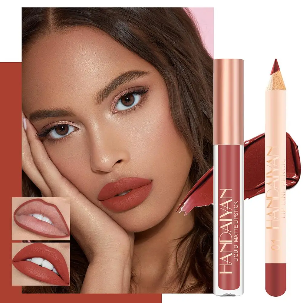 1 STKS Waterdichte Langdurige Lipstick Marker Pen-Naakt Bruin Matte Lipgloss Potlood met Lip Liner voor Lippen Make-up Cosmeti B2E5