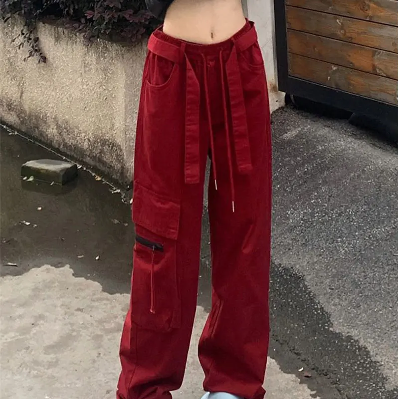 Pantalones de pierna ancha de cintura alta para mujer, ropa elegante de moda Harajuku ajustada, pantalones casuales sueltos que combinan con todo, pantalones lisos de pierna recta