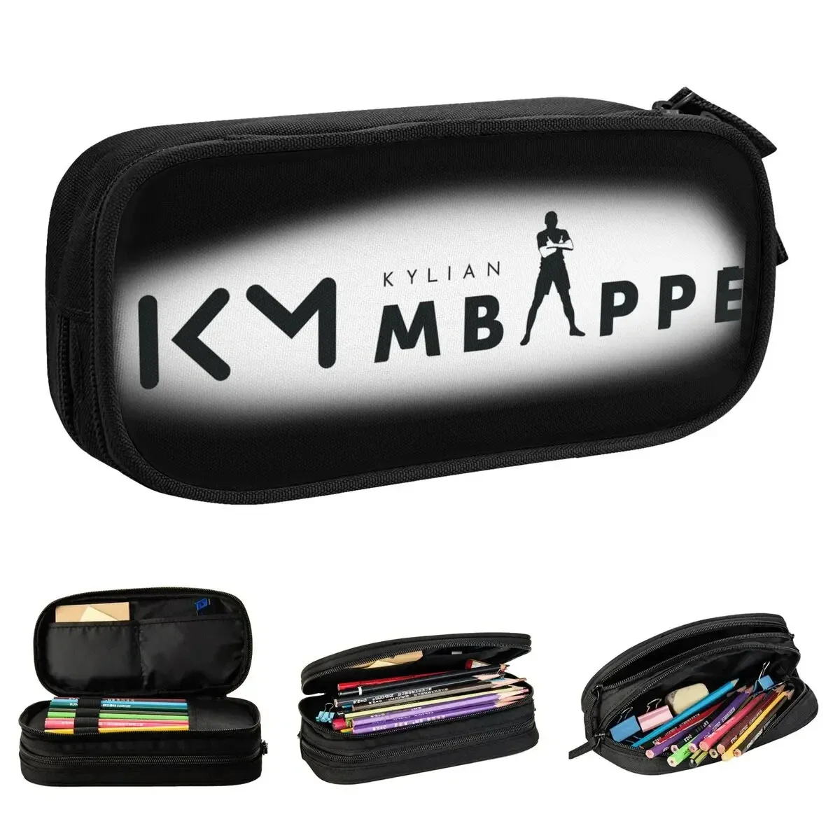 

Football KM Mbappe Pencil Case Double Layer Large-capacity For School Soccer Pencil Case Stationery Suprise Gift