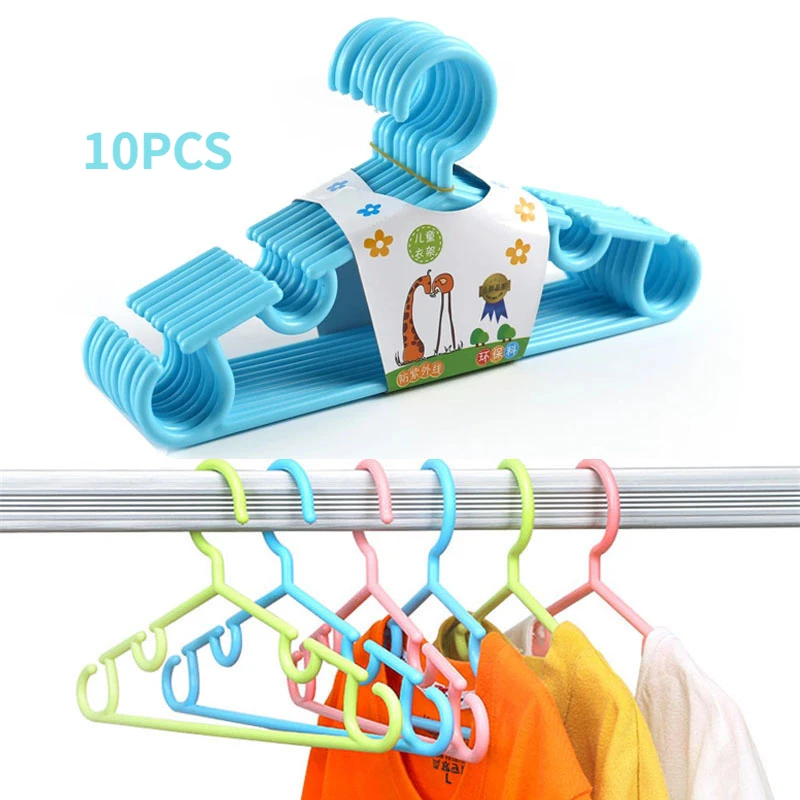 10pcs Children Hangers Baby Coats Storage Hanger Home Closet Organizer Durable Kids Clothes Hanger Non-slip Plastic Display Rack