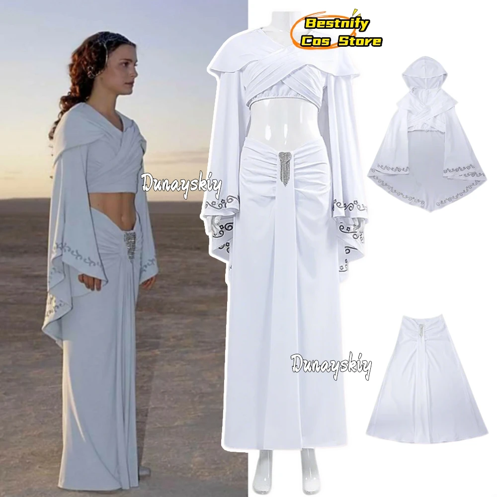 

Amidala Cosplay Anime Star Queen Pna Cosplay Costume 3xlSexy White Bra Skirt Suit Dress For Woman Halloween Outfit Role-playing