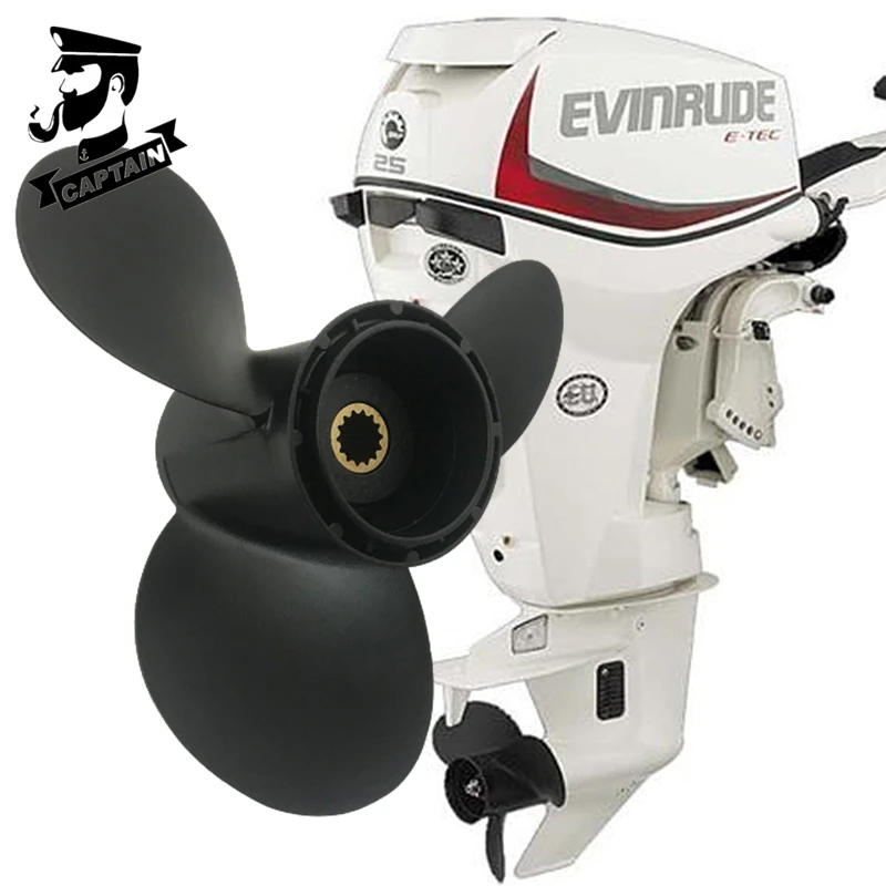 Captain Outboard Propeller 10 1/4x14 Fit Evinrude Johnson OMC Engines 15HP 20HP 25HP 30HP 35HP 14 Splines Marine Boat Propeller