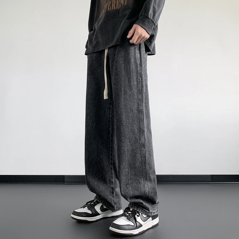 

Casual Men's Denim Jeans Spring Autumn Loose Wide Leg Faionable Straight Leg Long Trousers Cool And Sli Youthful Trend
