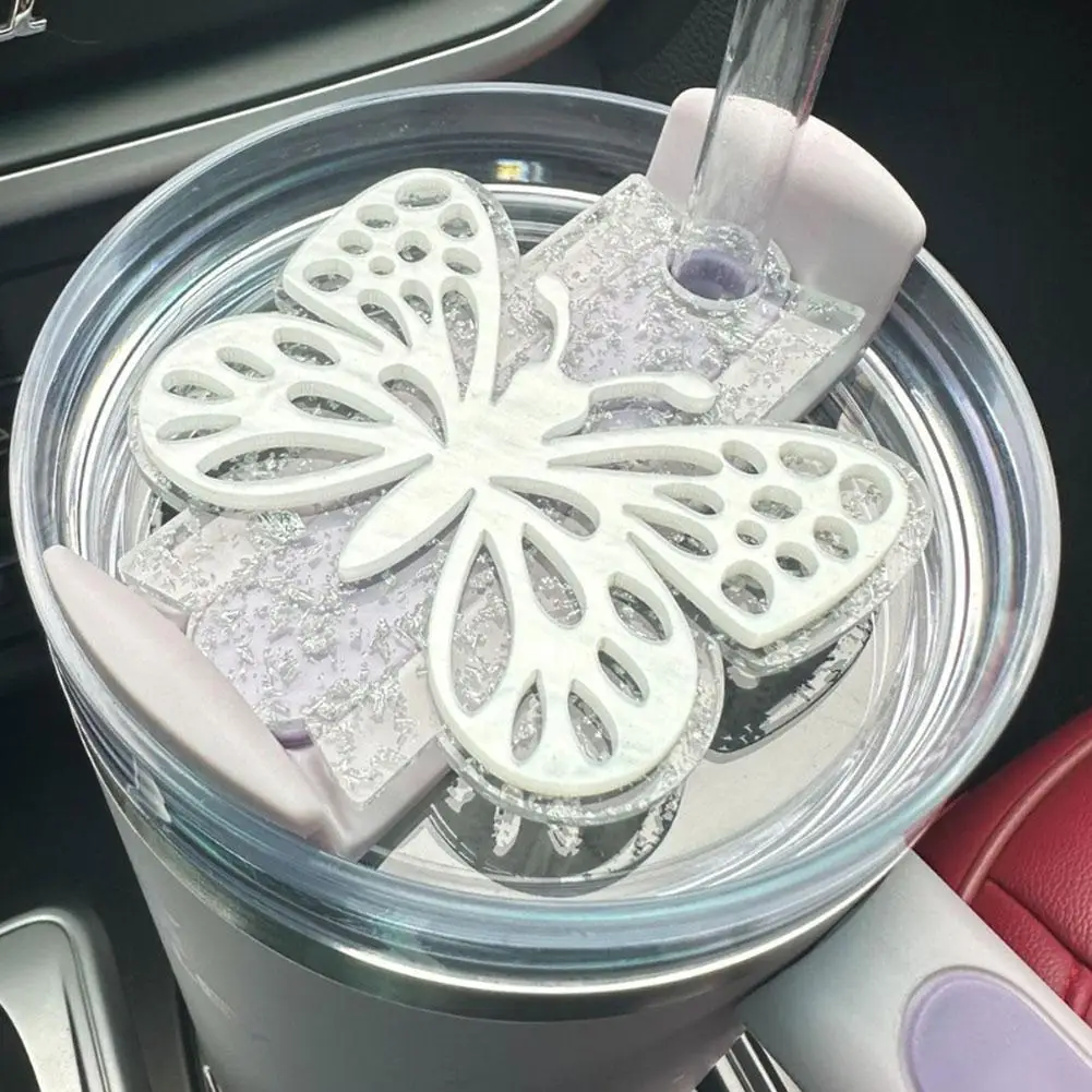 DIY Replacement Lids For Stanley Silver Foil Bottom Butterfly Popsicle Cup Straw Label For Stanley Topper 40oz Cup Lid Decoratio