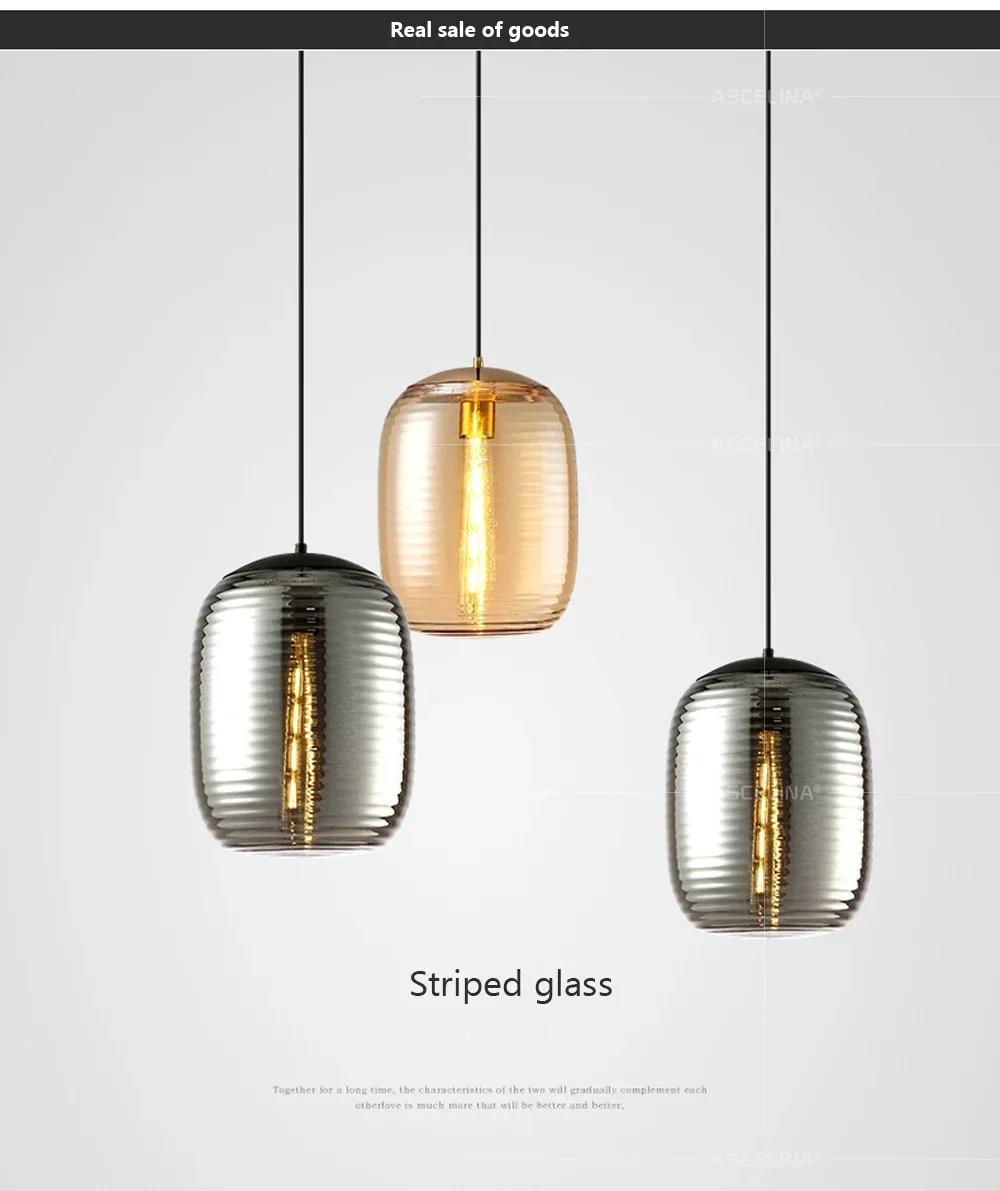 

Modern LED Glass Small Pendant Light Bedroom Bedside Restaurant Cognac Smoke Gray Lamps Coffee Bar Chandeliers Lamps Home Decor