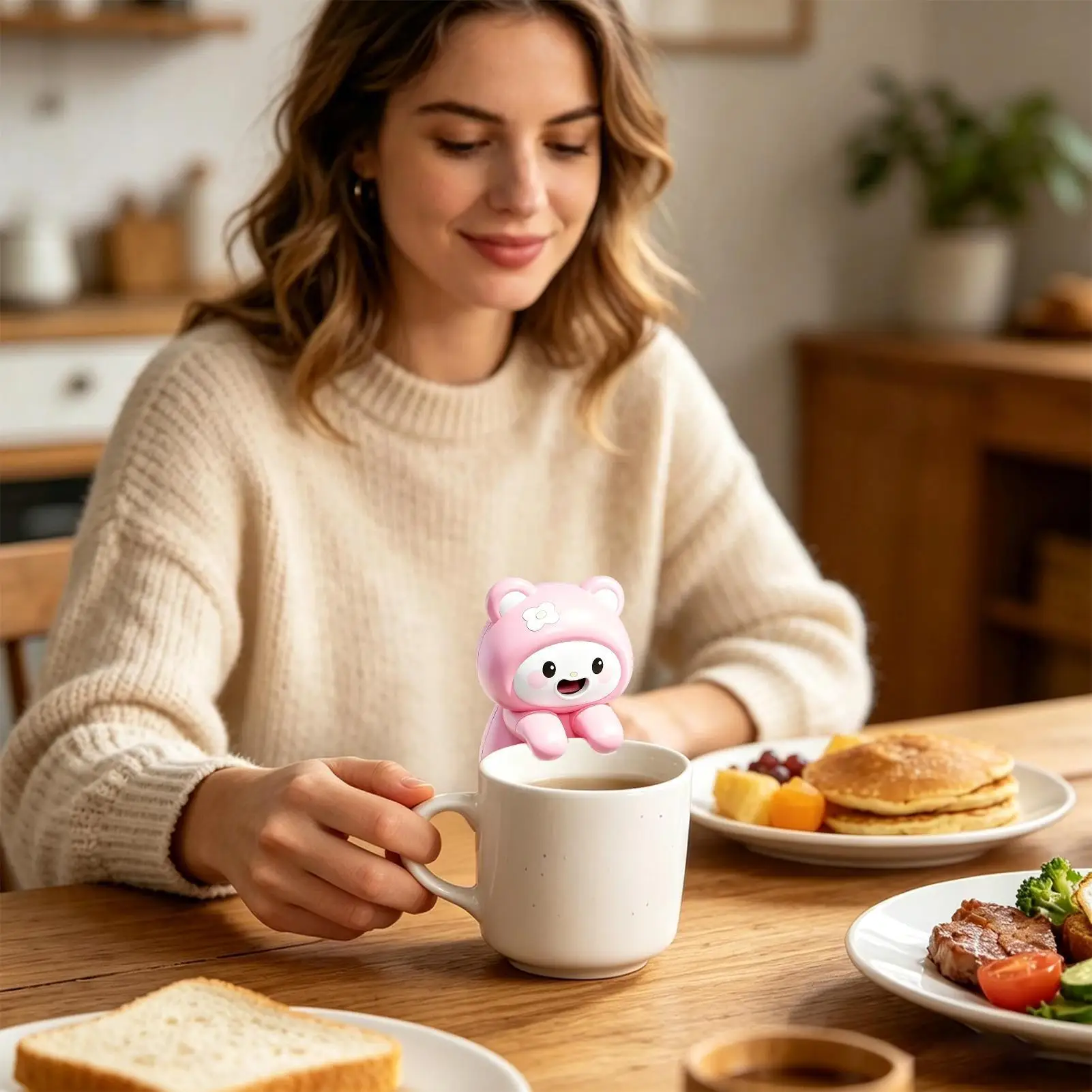 Mini Food Cooling Fan Cartoon Animal Quiet USB Rechargeable Personal Soup Cooler Fan For Soups Stews Coffees Teas Baked Goods