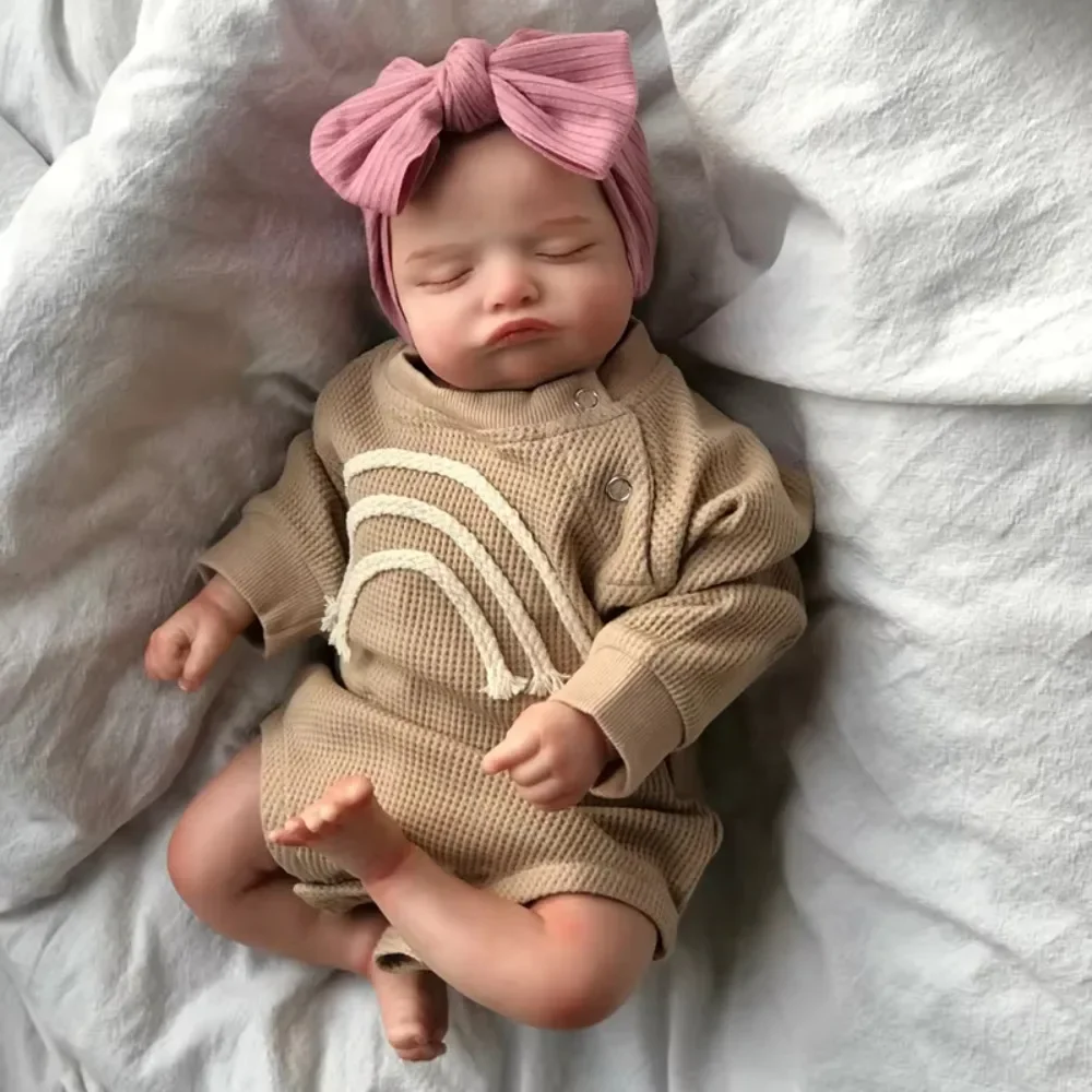 45CM Already Finished Reborn Sleeping Baby Doll Rosalie Soft Touch Multilayer Painting 3D Skin with Visible Veins Muñecas Reborn