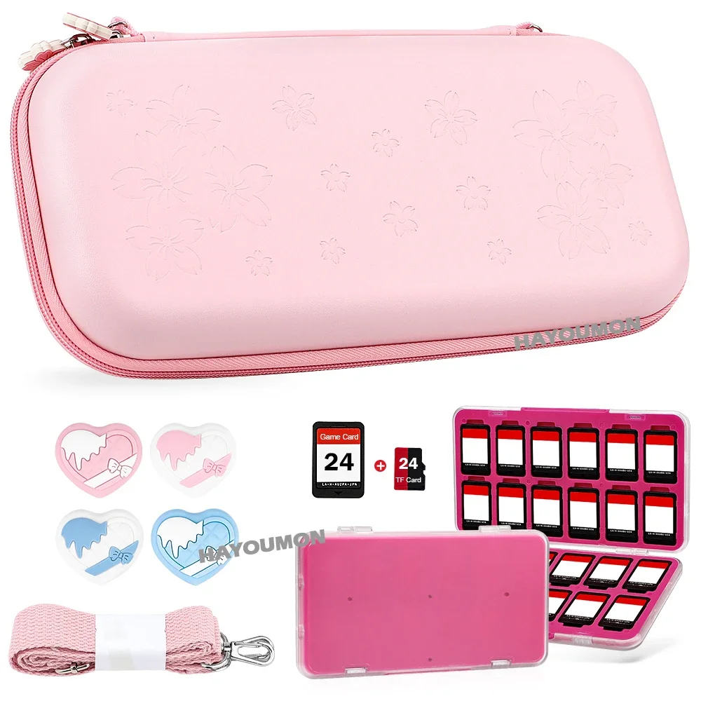 

Портативная сумка для хранения 3 в 1 Sakura для переключателя 2 24 в 1, чехол для хранения игровых карт, милые аналоговые колпачки для ручек, аксессуары