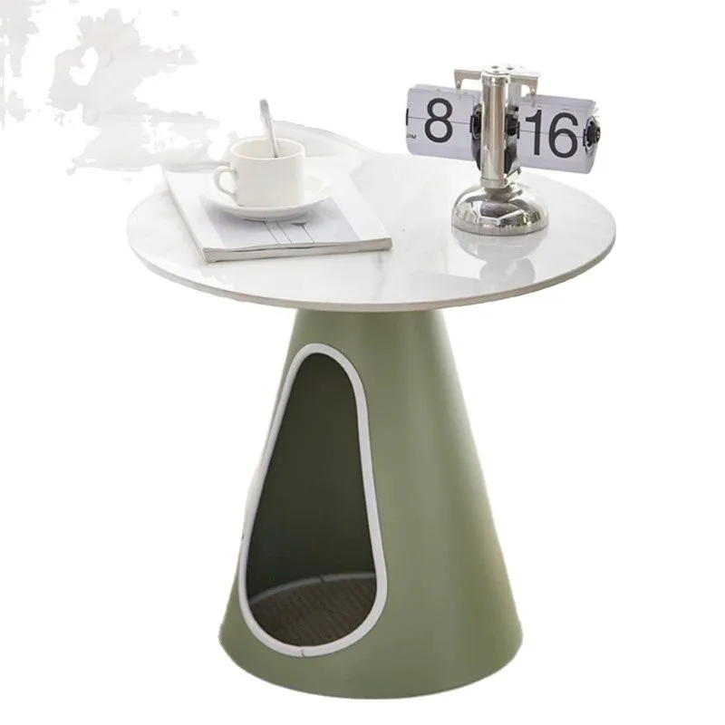 

Modern light luxury round coffee table combination living room cream style household simple small apartment coffee table