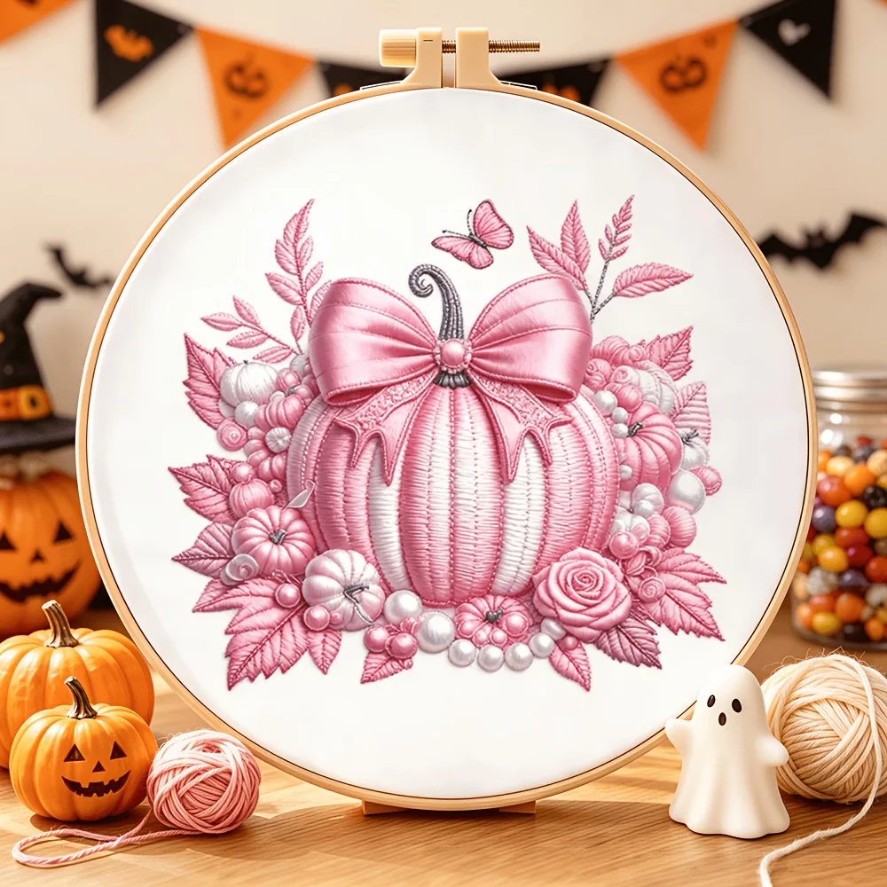 Embroidery Stitch Practice Kit Pre‑Printed Fabric Bamboo Hoop Thread Needles Learning Hand‑Stitching Craft Set