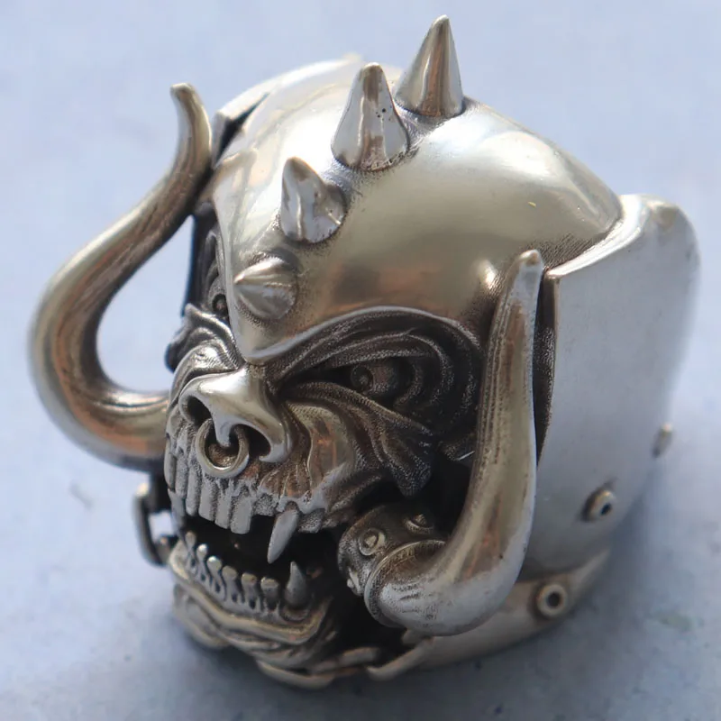 37g 3D Hell Warcraft Warrior Skull Metal Biker Mens Rings Customized 925 Solid Sterling Silver Vintage Black Gold Many Sizes 6-1