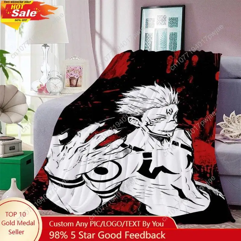 

Anime Nap Blanket Sofa King Size B-Sukuna Warm Bed Fleece Camping Custom Fluffy Soft Blankets for Winter Microfiber Bedding