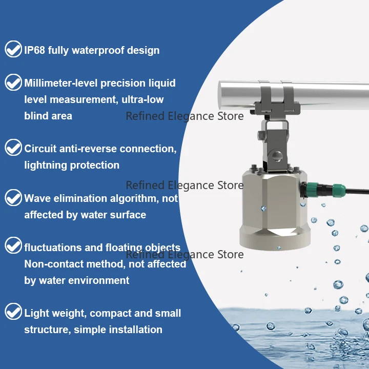 80GHZ 30m Range Non-contact Underground Pipe Network Water Level Monitoring radar Water Level Meter